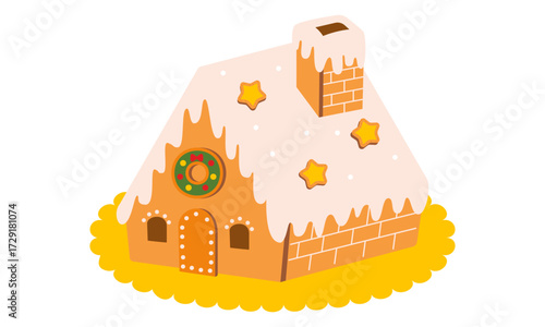 クリスマスのお菓子の家のイラストセット