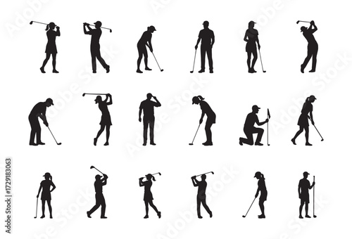 Golf Player Silhouettes Collection