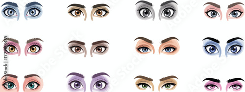 Eyes Collection Diverse Colors and Styles of Human Gaze for Artistic Design