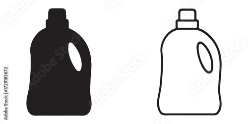 Laundry Detergent Bottle Icon - Black and White Vector Illustration