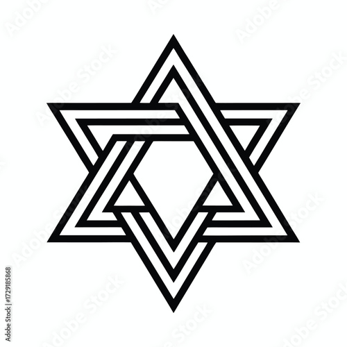 Geometric star of david symbol, isolated on white background
