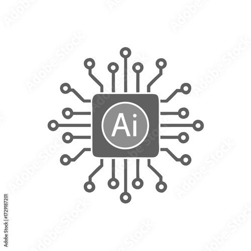 AI Processor vector icon for websites and mobile minimalistic flat design. Mini AI CPU icon in flat style. Mobile AI CPU. EPS 10