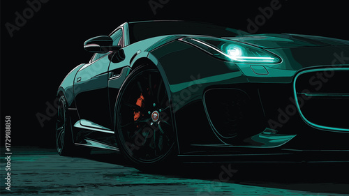Sleek black luxury supercar in dramatic low light for premium automotive promotions.
