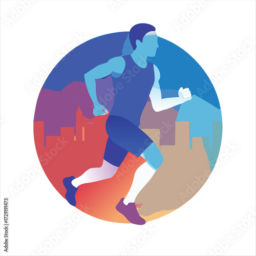 Dynamic silhouette of a runner in motion athletic wear design