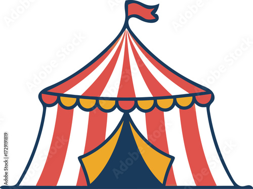 Classic Striped Circus Tent Icon for Carnival Entertainment
