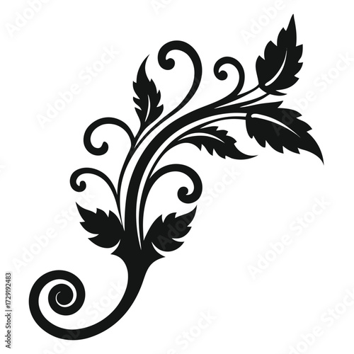Elegant floral flourish design element isolated on white background, perfect for adding a touch of sophistication to your creative projects