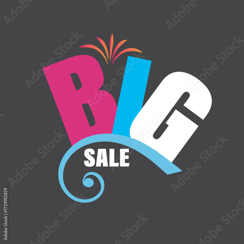 Eyecatching big sale vector design featuring vibrant colors and playful typography, perfect for promoting retail events and attracting customers with a modern flair