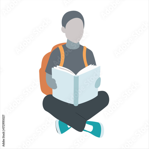Minimal silhouette of a student studying or reading