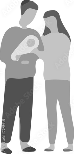 Family icon vector.A happy multiethnic family parents and little children.Vector silhouette of a happy family isolated on white background.