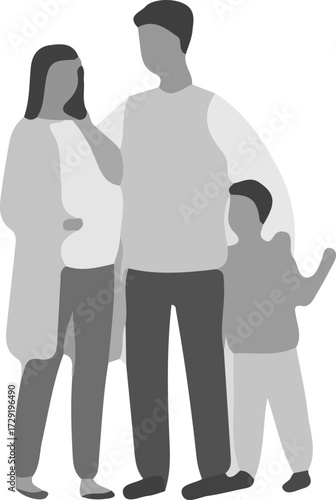Family icon vector.A happy multiethnic family parents and little children.Vector silhouette of a happy family isolated on white background.