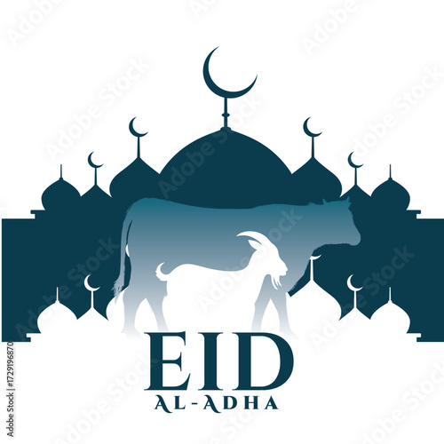 Eid Al Adha Poster – Mosque Silhouette with Goat
