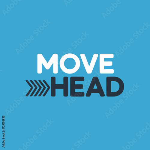 Move ahead typography with forward arrow concept for progress growth and future success on clean blue background vector