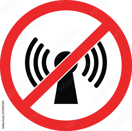 No signal vector icon prohibition sign scalable eps illustration for wireless communication restrictions