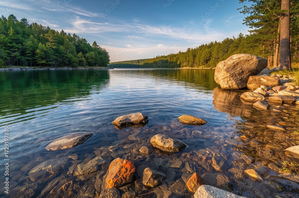 Obraz premium Summer afternoon by the lake in Scandinavia
