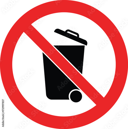 Prohibition sign vector trash can icon scalable eps no dumping warning symbol
