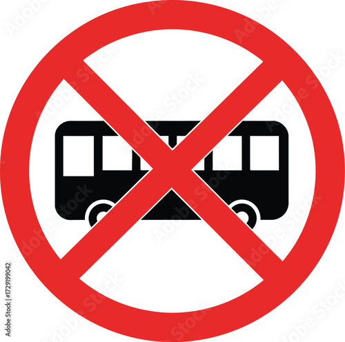 No buses prohibition sign vector illustration scalable eps icon for transportation control