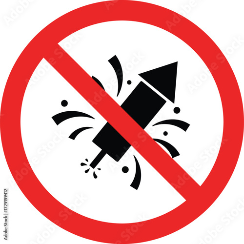 Prohibition sign vector illustration no fireworks icon scalable eps graphic