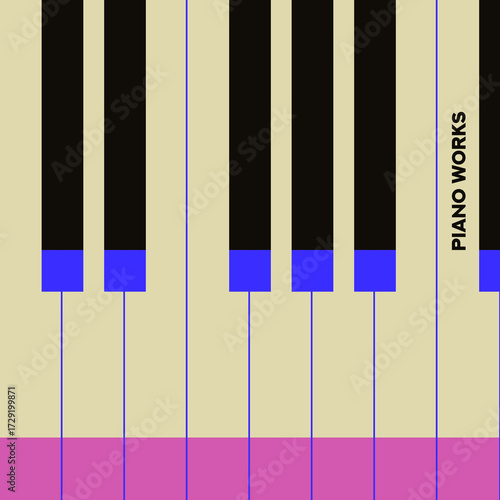 Piano Keys. Musical poster for your design. Music elements design for card, invitation, flyer. Music background vector illustration. Music piano keyboard. Grand piano.
