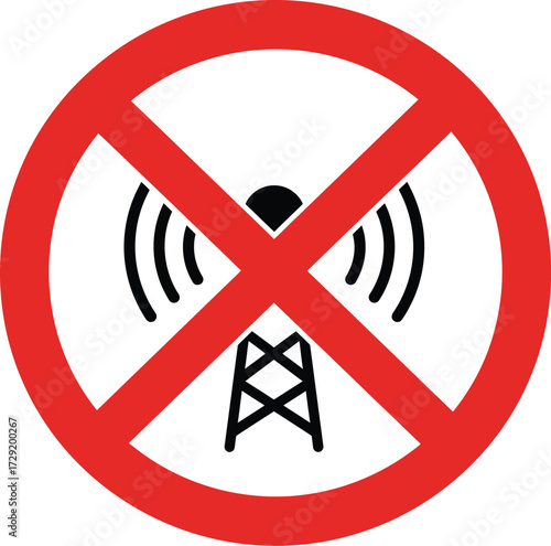 No signal prohibition sign vector illustration scalable eps icon for wireless communication restrictions