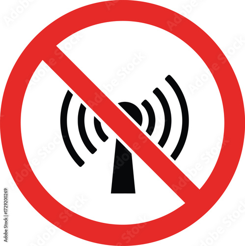 No wi-fi signal prohibition sign vector graphic scalable eps icon illustration