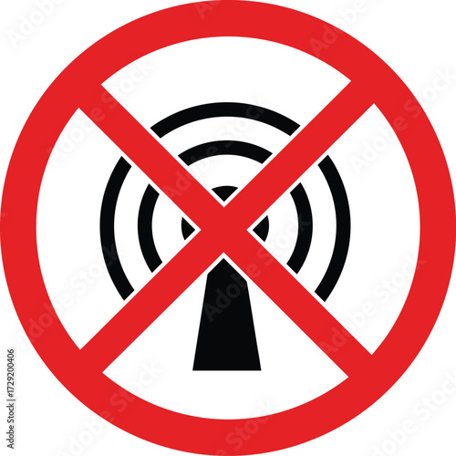 No wi-fi signal prohibition sign vector illustration scalable eps icon for communication restrictions