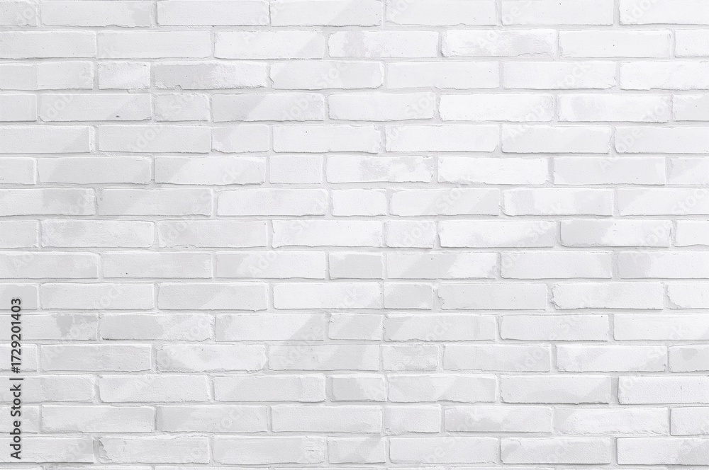Fototapeta premium Panoramic view of a white brick wall with an abstract textured pattern.