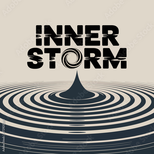 Abstract digital art poster inner storm reflecting inner turmoil calmness psychedelic ripples concept art vector
