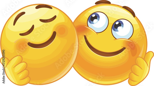 This image shows a lovely moment of connection and approval between two emojis. Here is the title and keyword list for Adobe Stock