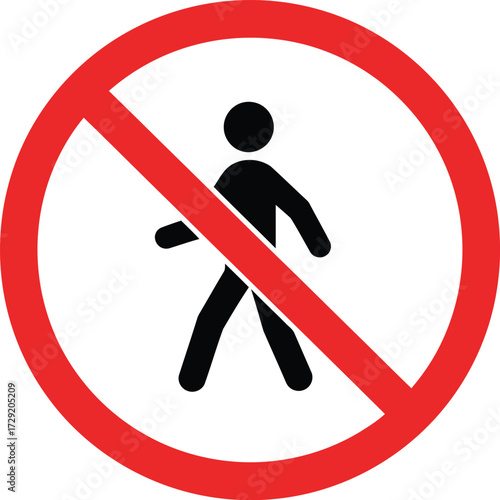 Prohibition sign vector illustration scalable icon for no pedestrians zone eps