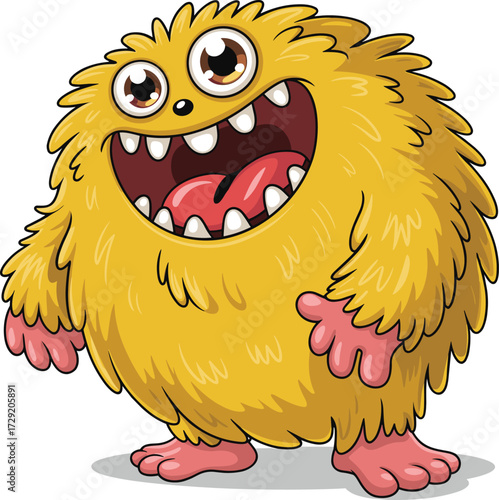 This is the same cute yellow monster image, so I'll provide a third, unique set of SEO-optimized title and keywords to maximize your visibility on Adobe Stock
