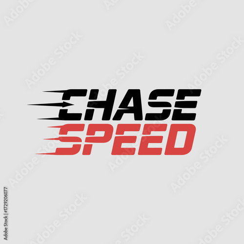 Dynamic chase speed text effect bold typography motion blur speed lines for automotive sports advertising and branding vector