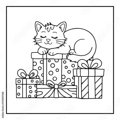 Cute Kawaii Christmas Coloring Book.