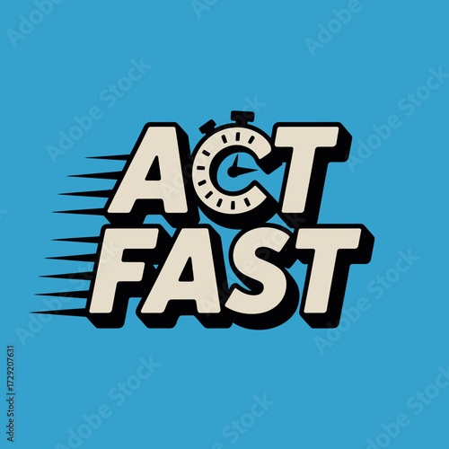Dynamic text act fast with motion streaks and gear element evoking speed urgency action vector