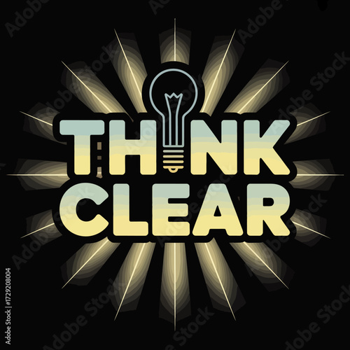 Bright idea light bulb symbol inspires clear thinking and innovation with radiant rays and bold typography vector