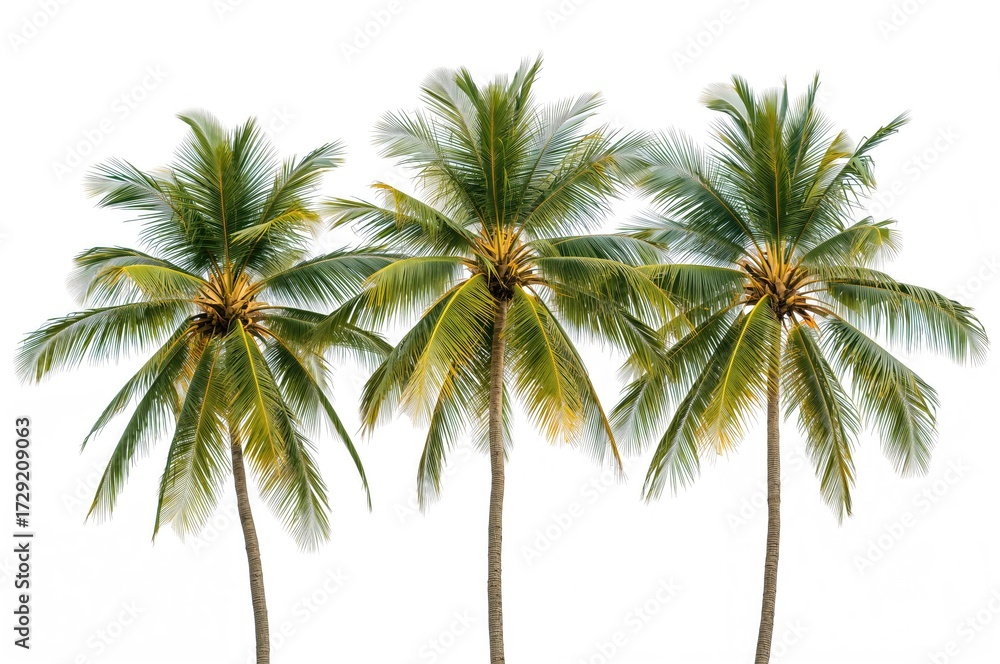 Obraz premium Isolated coconut palm trees against a white backdrop
