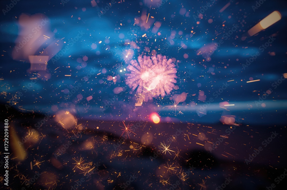 Fototapeta premium Glittering lights in the darkness