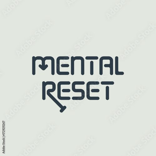Minimalist tech design representing mental reset with downward arrow and power button symbol for a fresh start vector