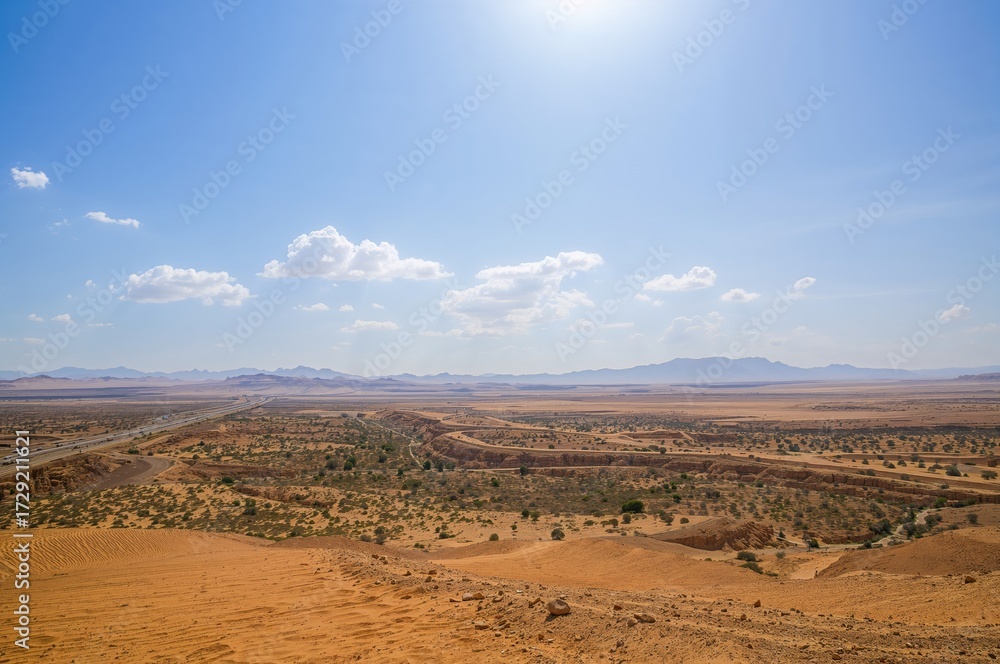 Fototapeta premium Arid landscape alongside the Jordan River's western shore