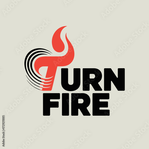 Bold and dynamic turns fire logo with fiery 't' emblem and energetic swirls signifying power speed and transformation vector