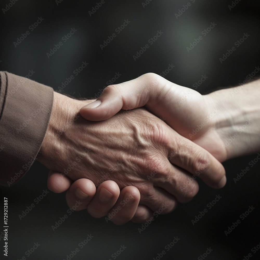 Fototapeta premium close up of handshake between two professionals mixed race