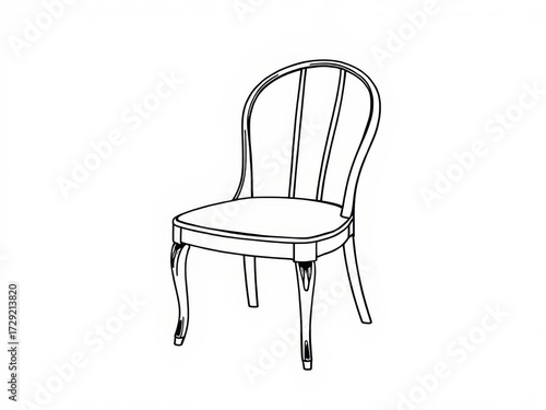 Outline drawing of a wooden chair in minimalist style  