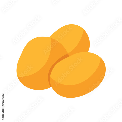 Three golden potatoes illustration on a white background simple and clean