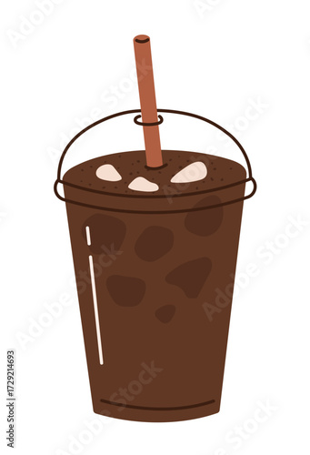 Iced americano coffee beverage. Flat cartoon style vector illustration isolated on white background