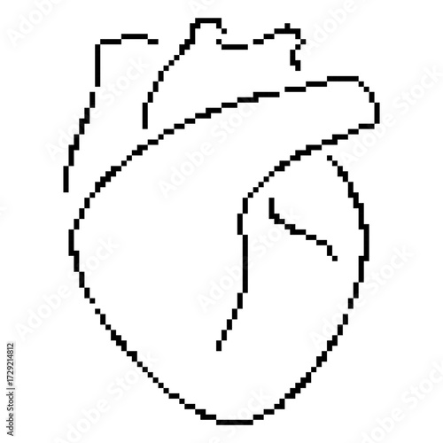 heart organ pixel icon, 8-bit. Isolated vector illustration.