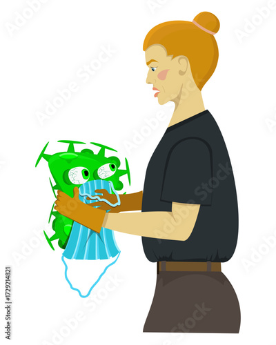 An illustration titled "Put on Your Own Mask!" is dedicated to the fatigue and irritability of people due to COVID-19.