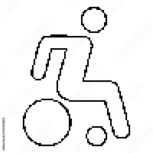 disabled person pixel icon, 8-bit. Isolated vector illustration.