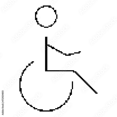disabled person pixel icon, 8-bit. Isolated vector illustration.