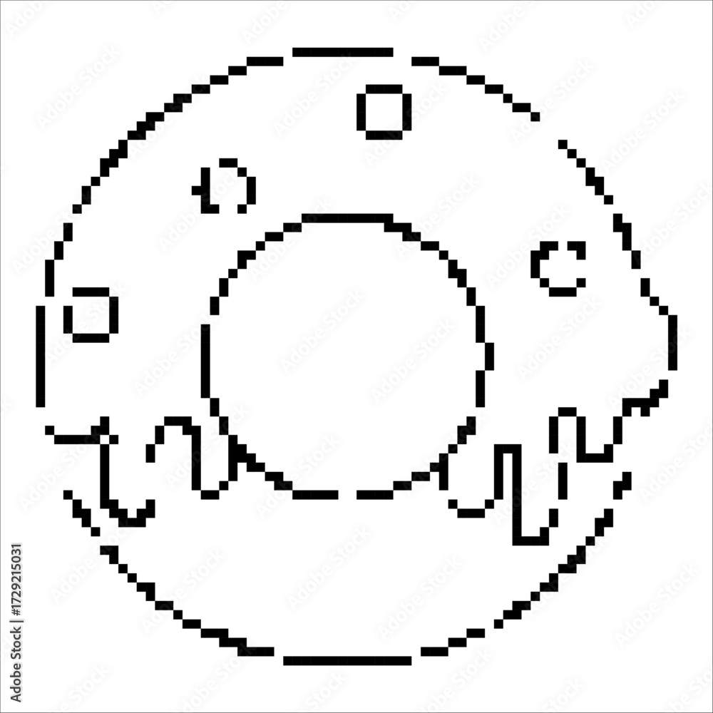 Obraz premium donut pixel icon, 8-bit. Isolated vector illustration.