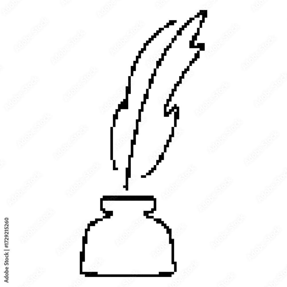 Obraz premium feather pixel icon, 8-bit. Isolated vector illustration.