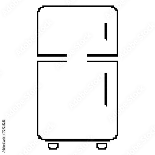 fridge pixel icon, 8-bit. Isolated vector illustration.